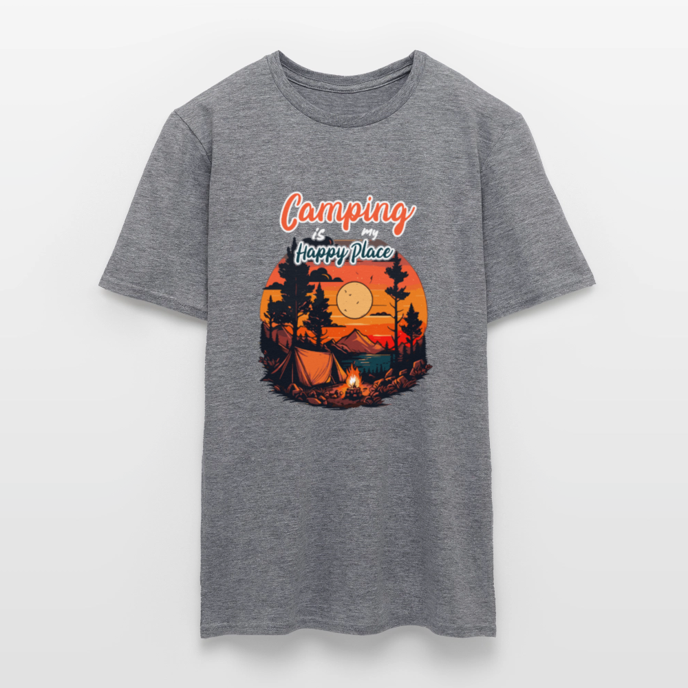CAMPING IS MY HAPPY PLACE | Männer T-Shirt - Graphit meliert