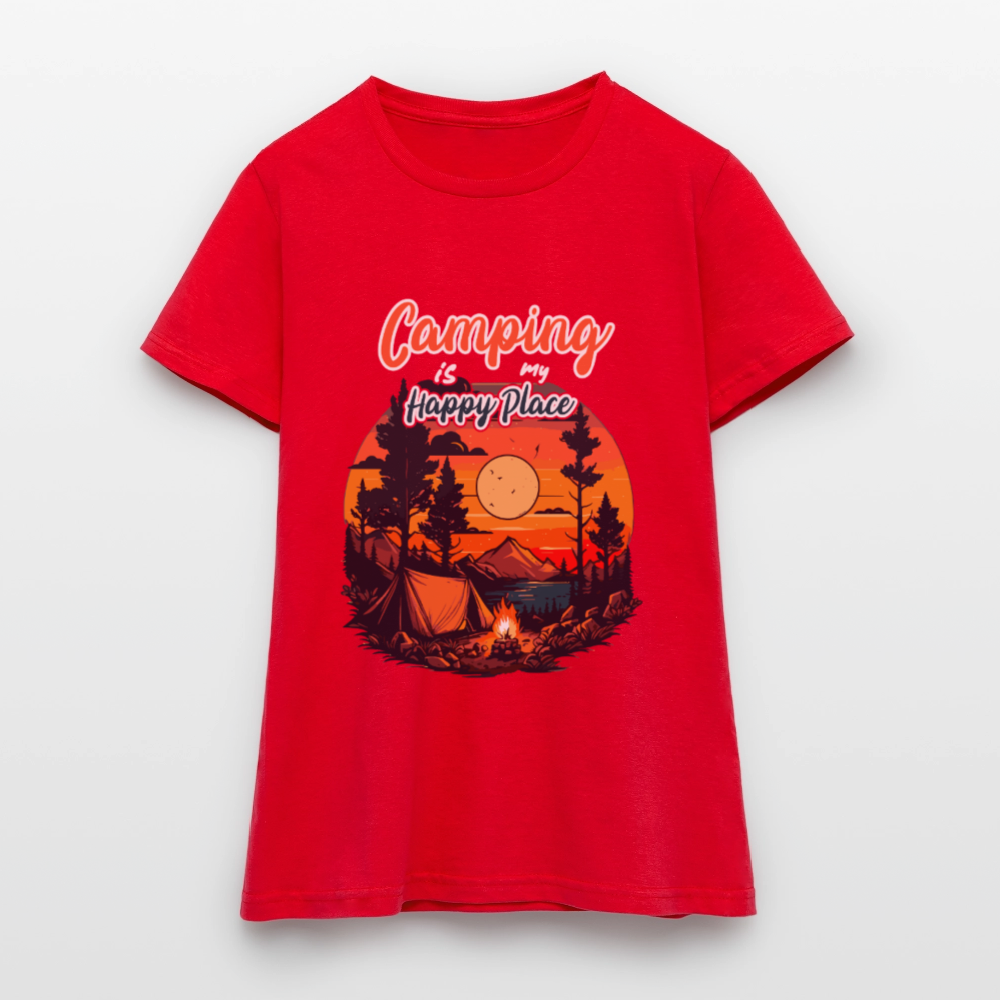 CAMPING IS MY HAPPY PLACE | Frauen T-Shirt - Rot