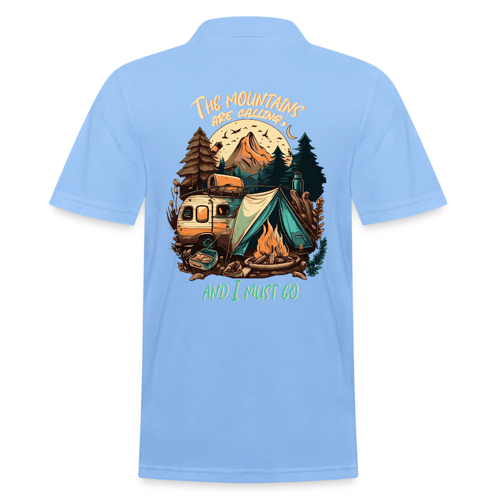 THE MOUNTAINS ARE CALLING | Männer Poloshirt - Himmelblau