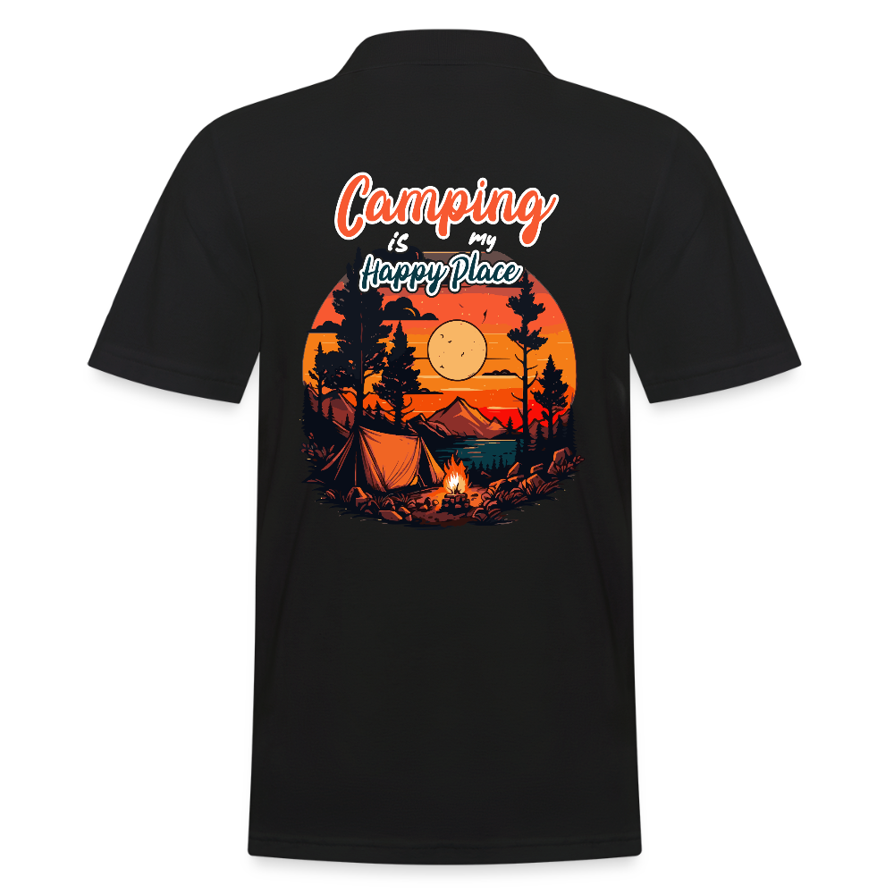 CAMPING IS MY HAPPY PLACE | Männer Poloshirt - Schwarz