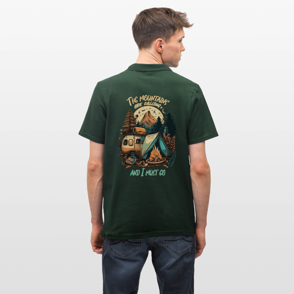 THE MOUNTAINS ARE CALLING | Männer Poloshirt - Tannengrün