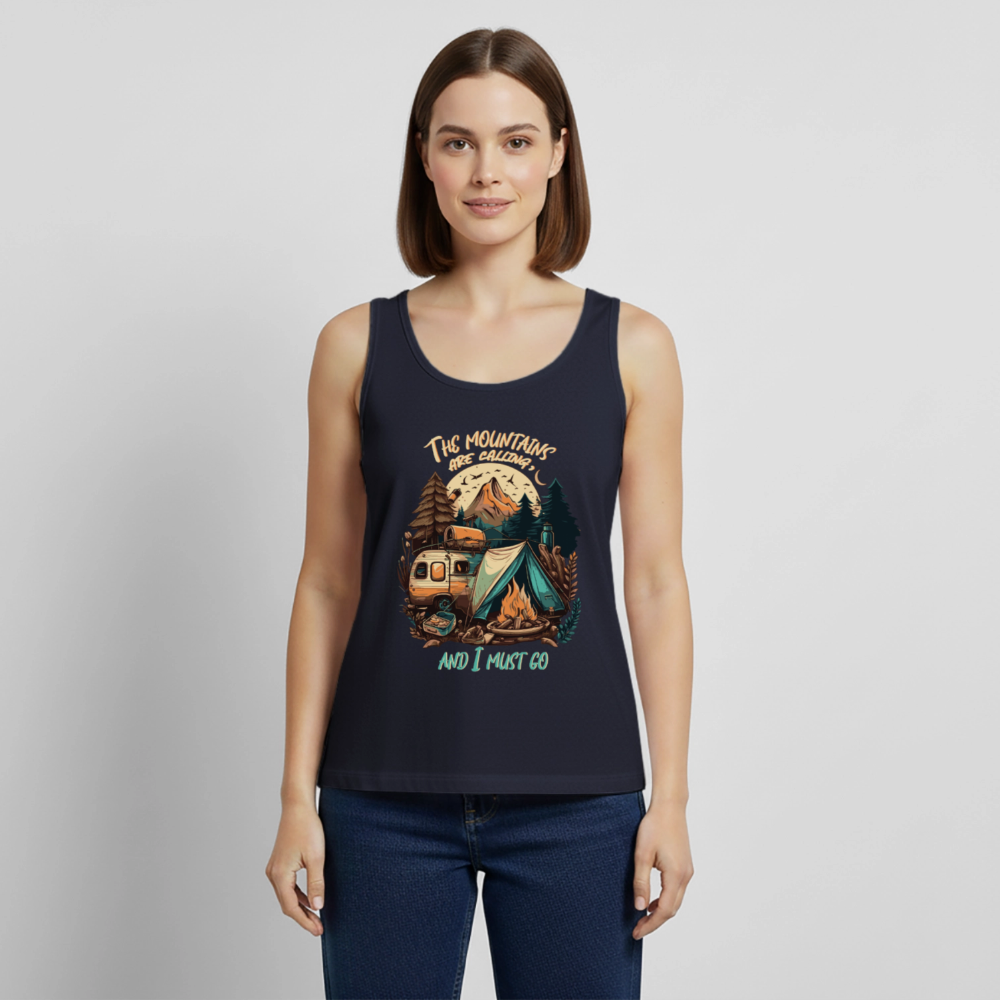 THE MOUNTAINS ARE CALLING | Frauen Premium Tank Top - Navy