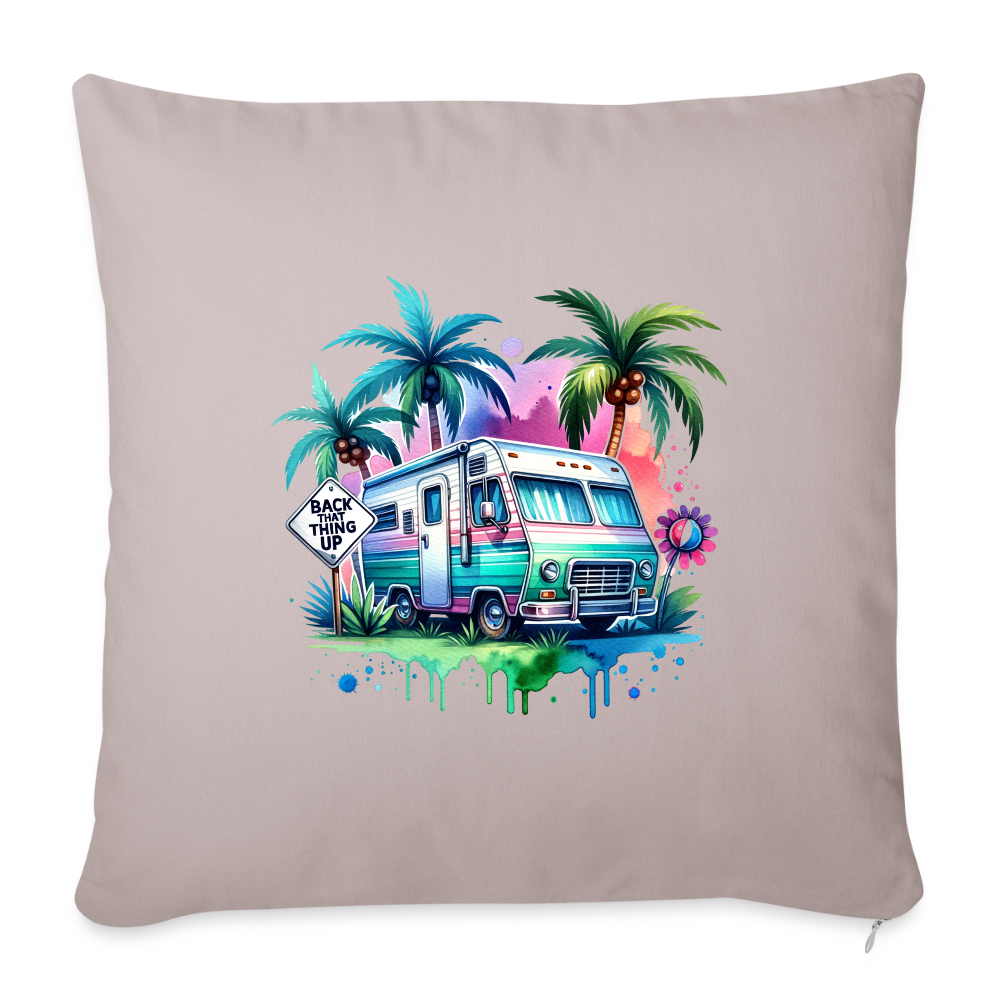 Wohnmobil unter Palmen | Sofakissenbezug 44 x 44 cm - helles Taupe