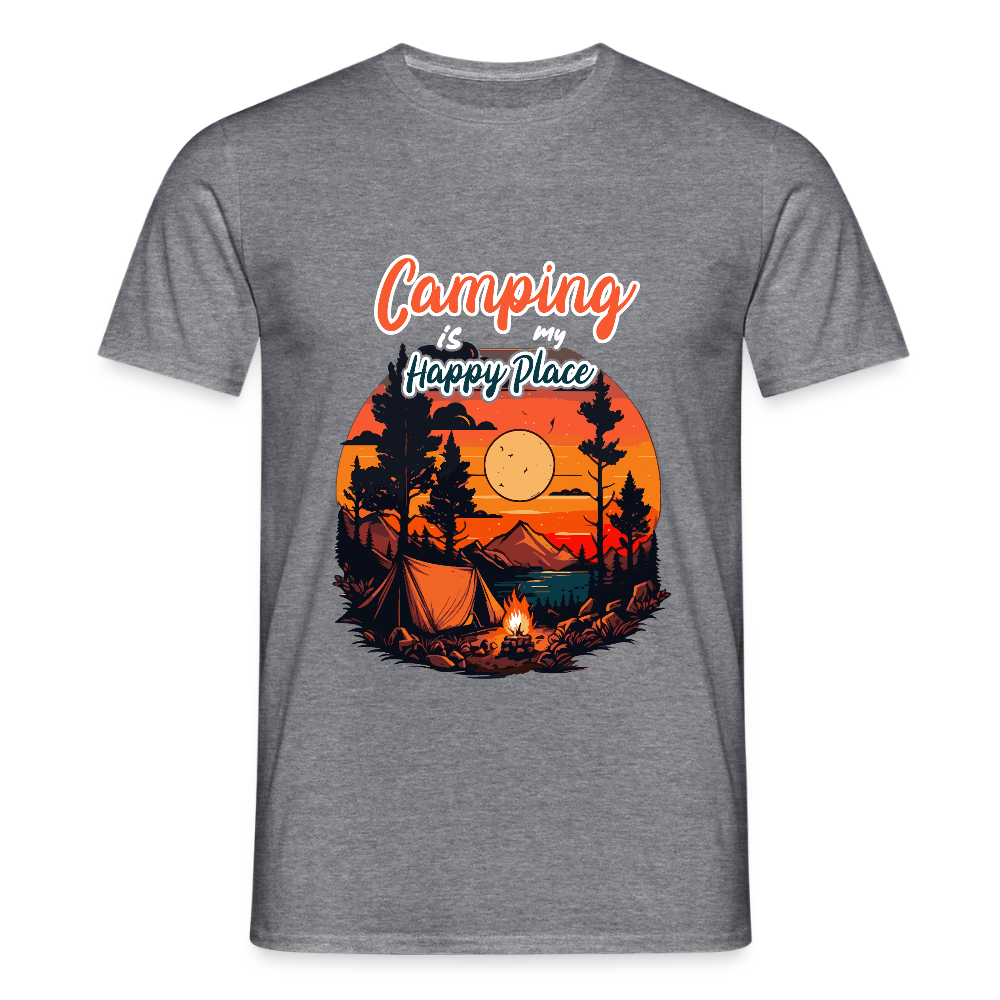 CAMPING IS MY HAPPY PLACE | Männer T-Shirt - Graphit meliert