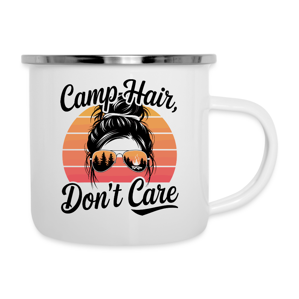CAMP HAIR, DON´T CARE | Emaille-Tasse - Weiß