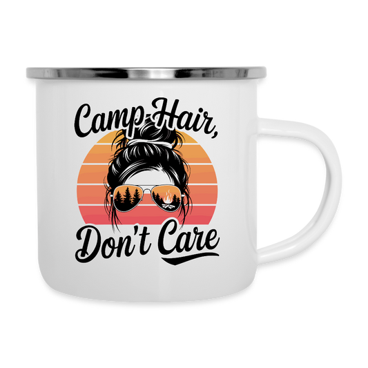 CAMP HAIR, DON´T CARE | Emaille-Tasse - Weiß
