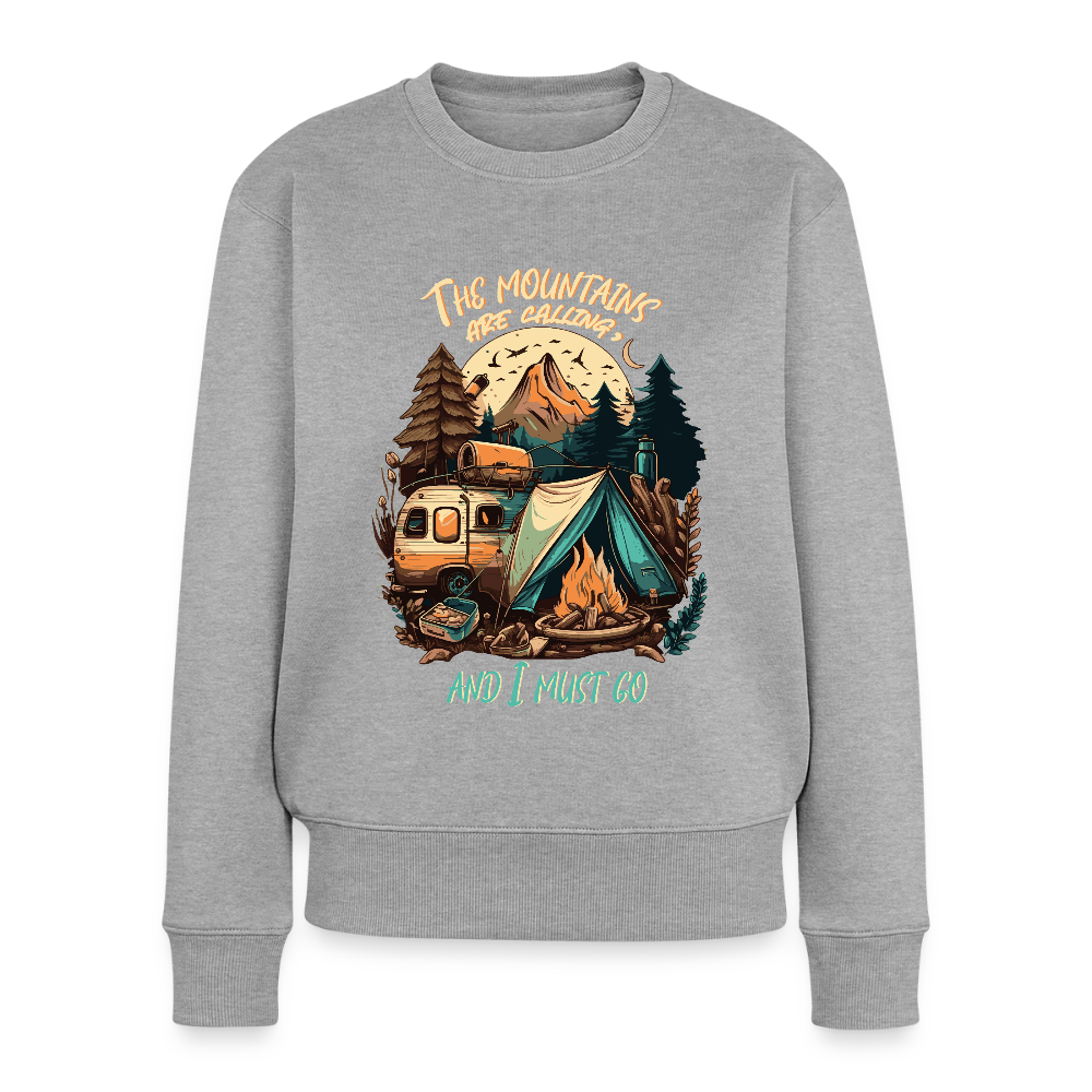 THE MOUNTAINS ARE CALLING | Frauen Premium Pullover - Grau meliert