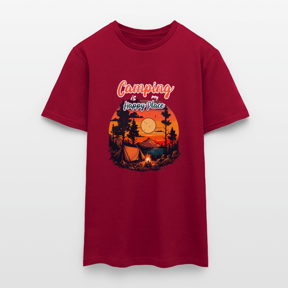 CAMPING IS MY HAPPY PLACE | Männer T-Shirt - Ziegelrot