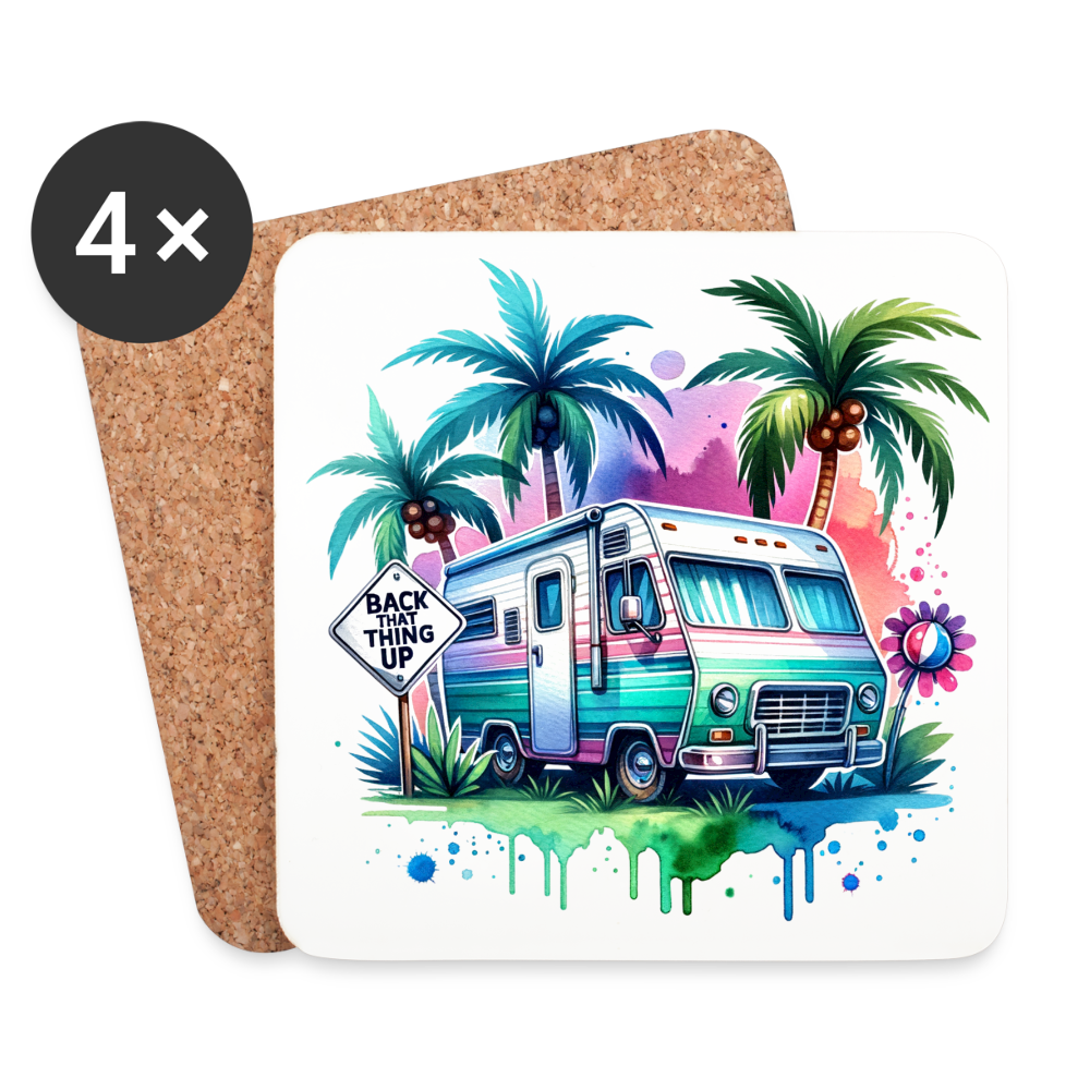 Wohnmobil unter Palmen | Untersetzer (4er-Set) - Weiß