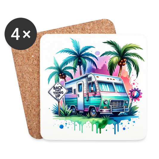 Wohnmobil unter Palmen | Untersetzer (4er-Set) - Weiß