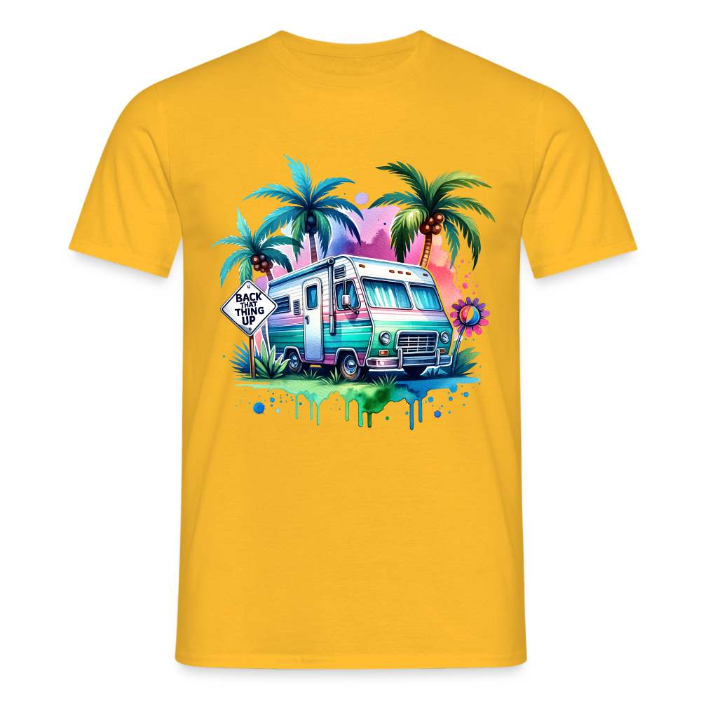 Wohnmobil unter Palmen | Männer T-Shirt - Gelb