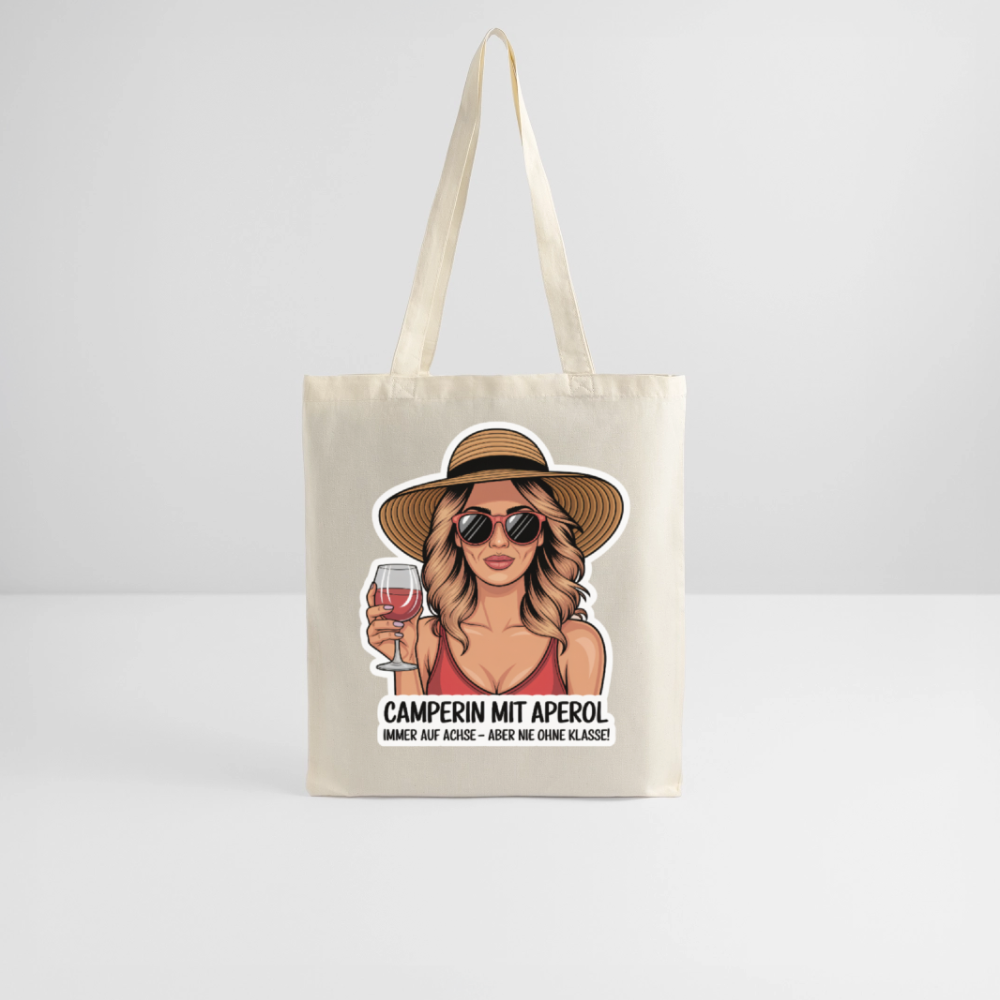 Camperin mit Aperol I Stoffbeutel - Natur