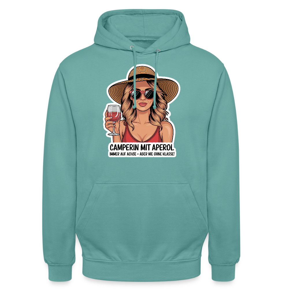Camperin mit Aperol I Unisex Hoodie - Pastelltürkis