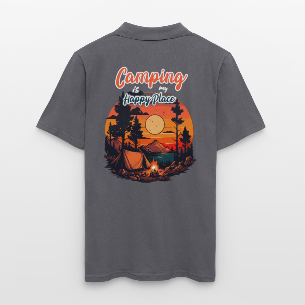 CAMPING IS MY HAPPY PLACE | Männer Poloshirt - Anthrazit