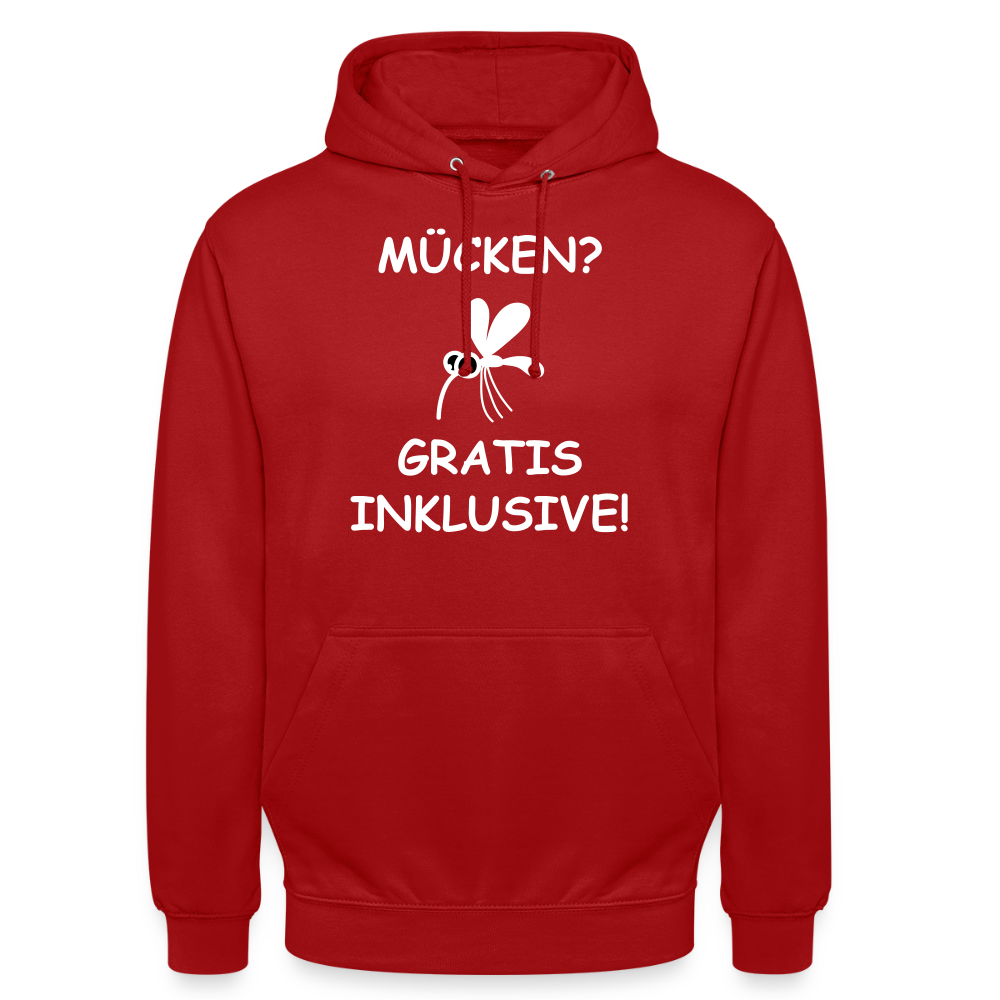 MÜCKEN? GRATIS INKLUSIVE! | Unisex Hoodie - Rot