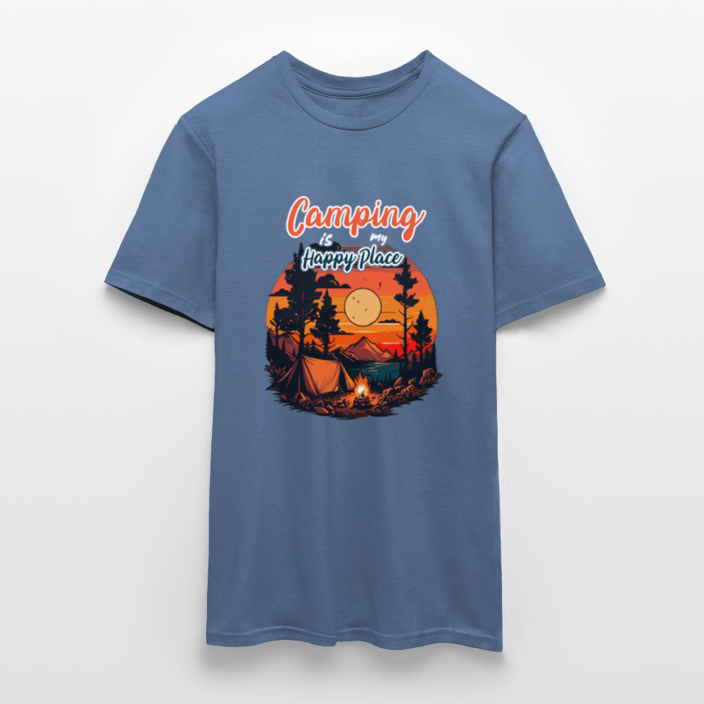 CAMPING IS MY HAPPY PLACE | Männer T-Shirt - Taubenblau 