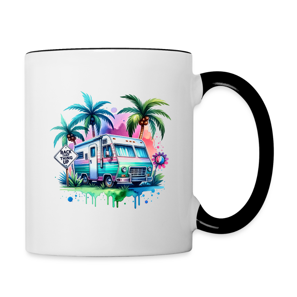 Wohnmobil unter Palmen | Tasse zweifarbig - Weiß/Schwarz
