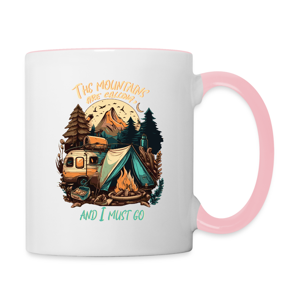 THE MOUNTAINS ARE CALLING | Tasse zweifarbig - Weiß/Pink