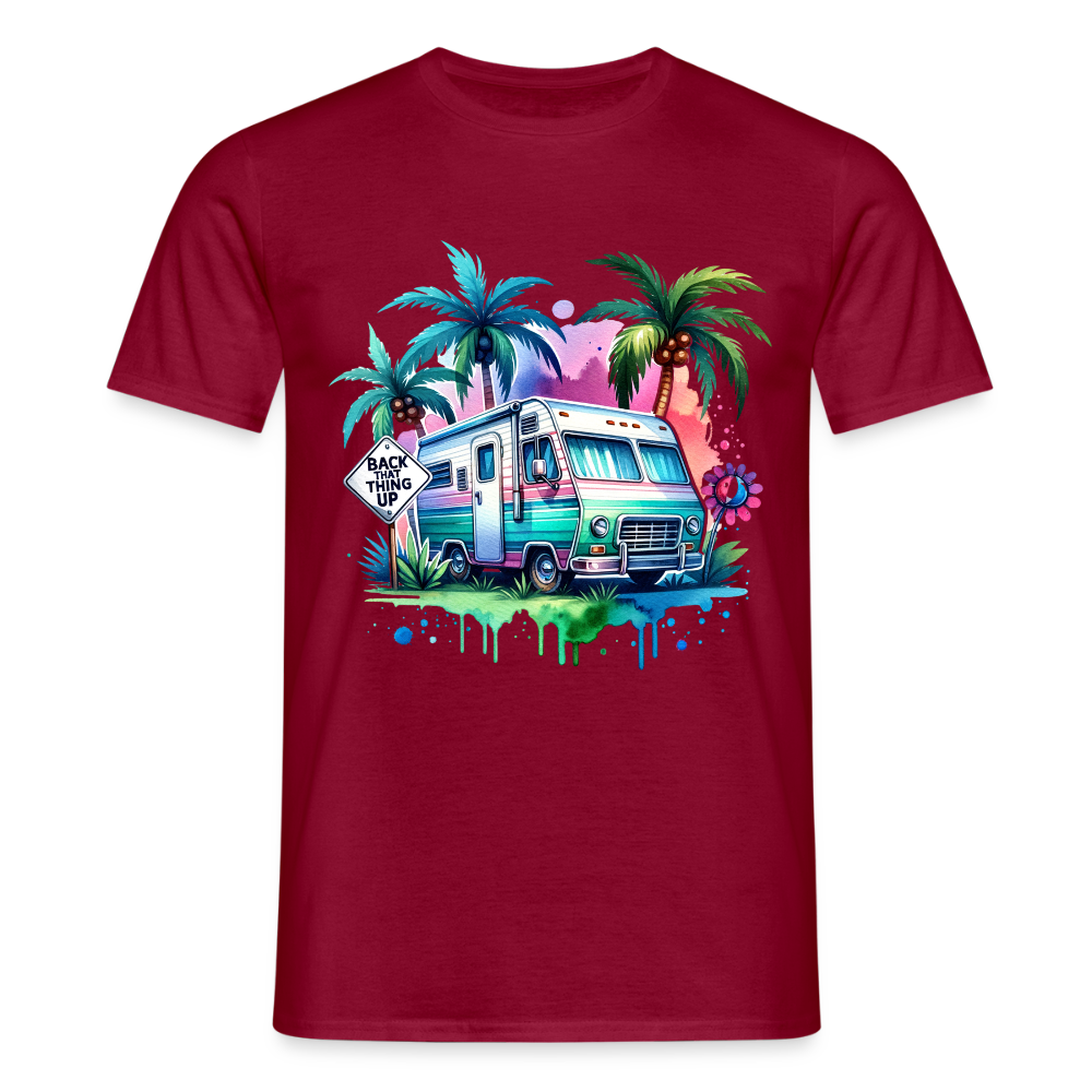 Wohnmobil unter Palmen | Männer T-Shirt - Ziegelrot
