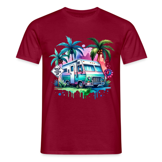 Wohnmobil unter Palmen | Männer T-Shirt - Ziegelrot