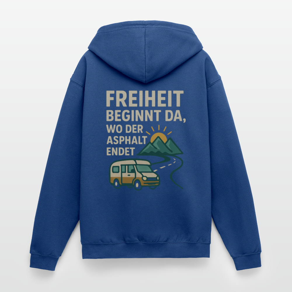 Freiheit beginnt da, wo der Asphalt endet | Unisex Kapuzenjacke - Royalblau