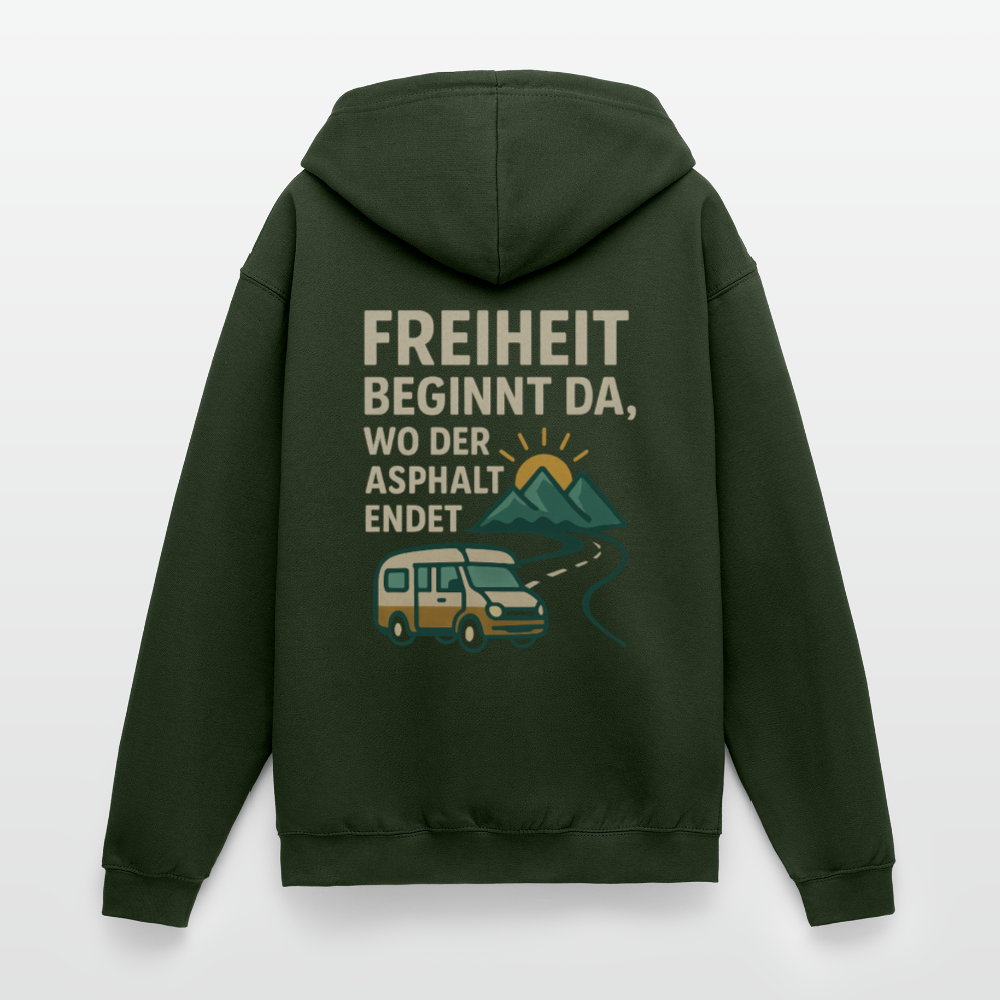 Freiheit beginnt da, wo der Asphalt endet | Unisex Kapuzenjacke - Forstgrün 