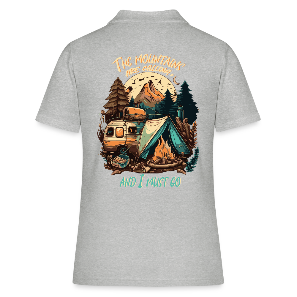 THE MOUNTAINS ARE CALLING | Frauen Polo Shirt - Grau meliert