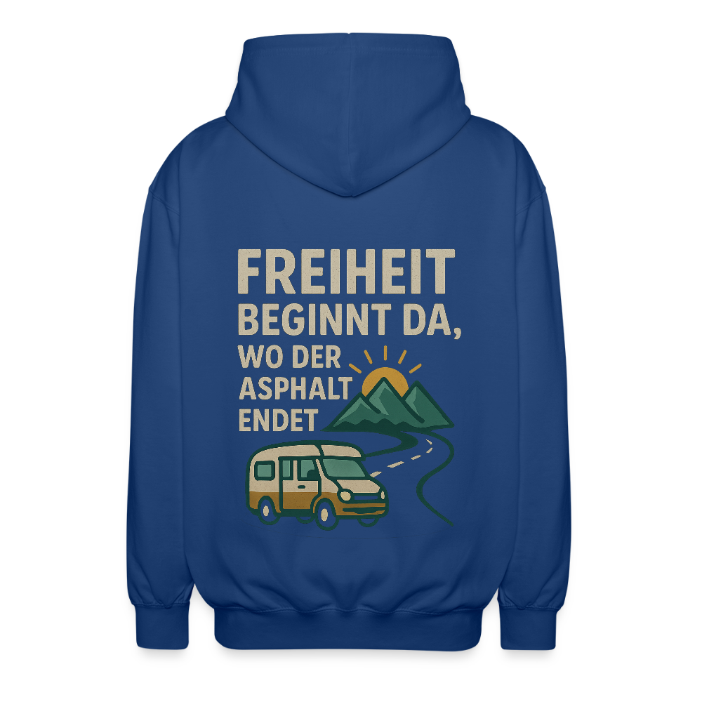 Freiheit beginnt da, wo der Asphalt endet | Unisex Kapuzenjacke - Royalblau