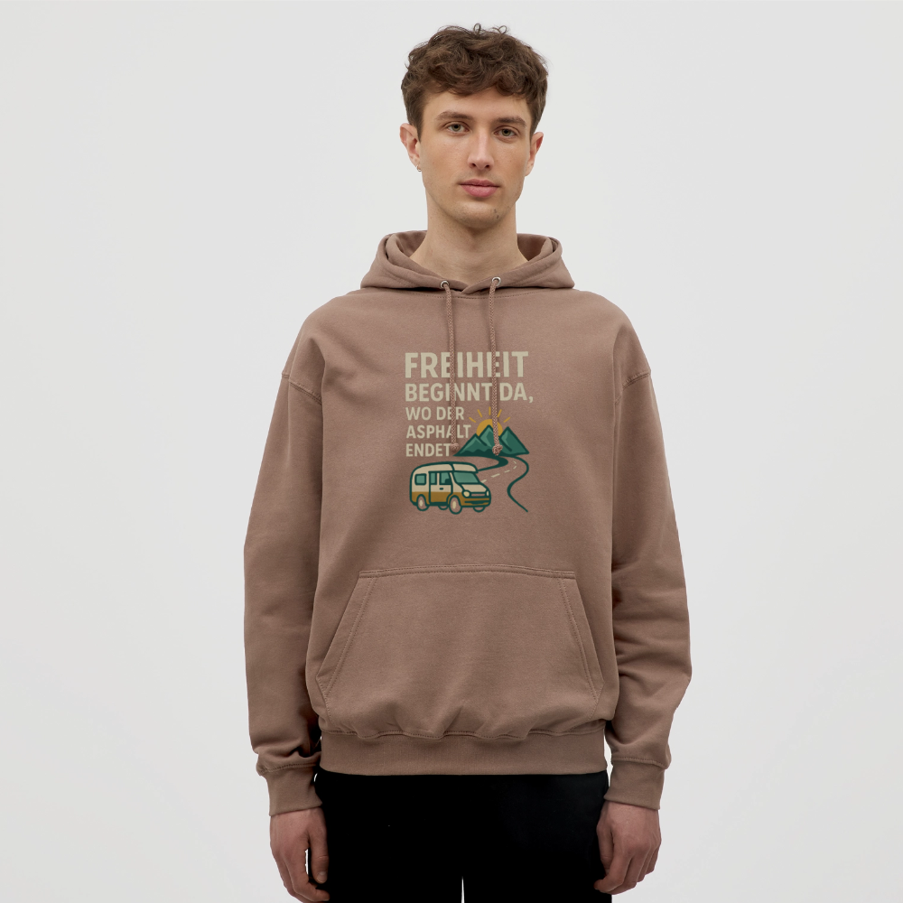 Freiheit beginnt da, wo der Asphalt endet | Unisex Hoodie - Mokka