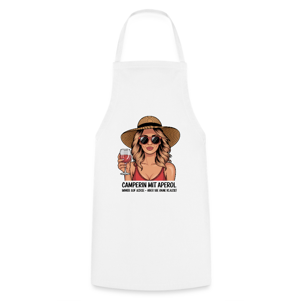 Camperin mit Aperol | Kochschürze - Weiß