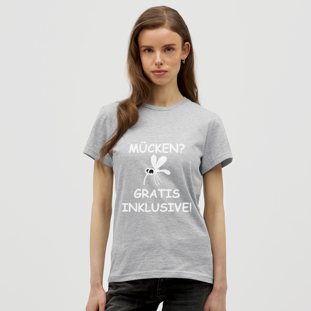 MÜCKEN? GRATIS INKLUSIVE! | Frauen T-Shirt - Grau meliert