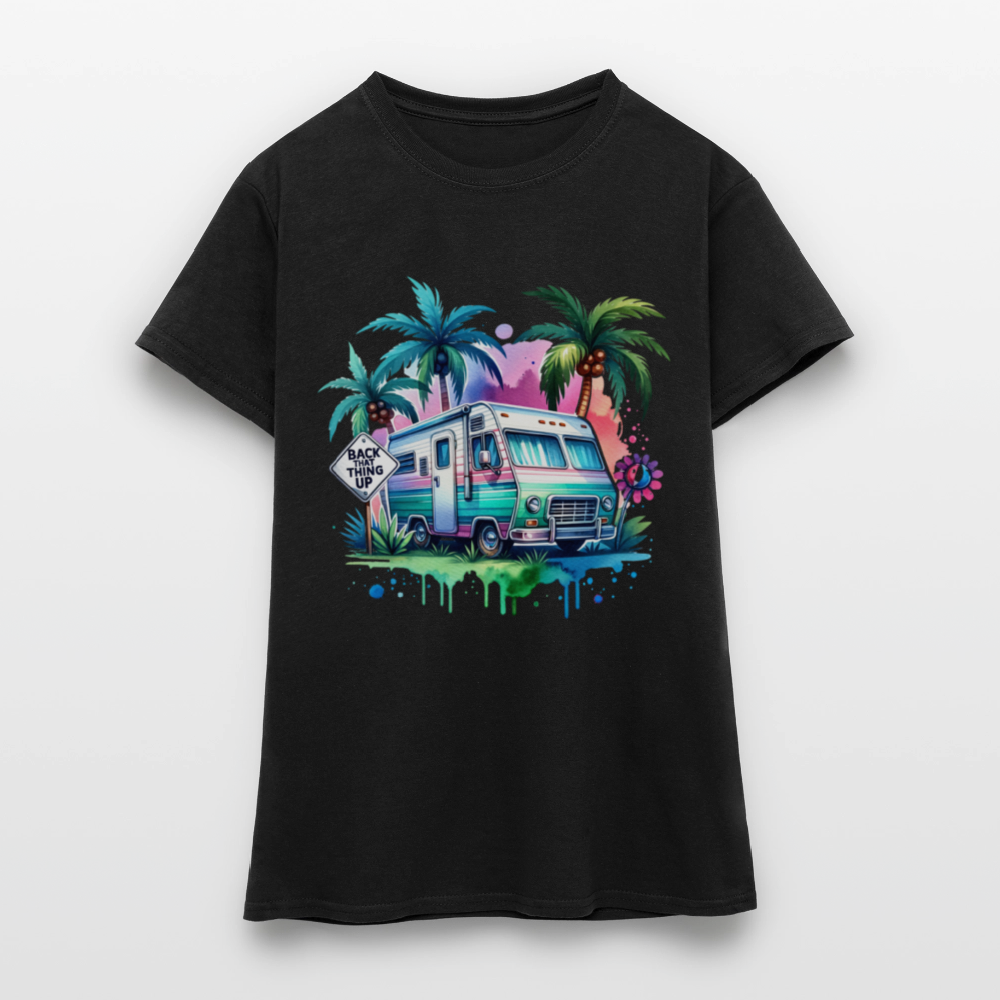 Wohnmobil unter Palmen | Frauen T-Shirt - Schwarz