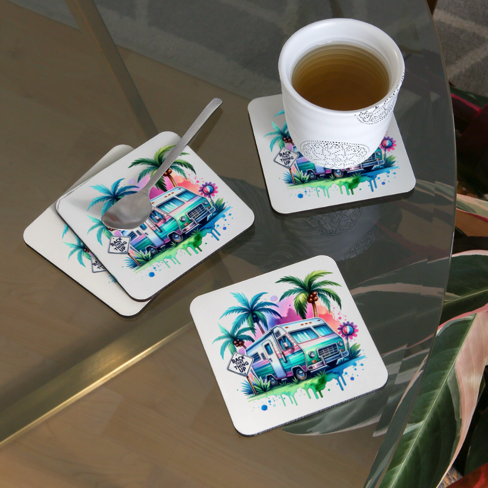 Wohnmobil unter Palmen | Untersetzer (4er-Set) - Weiß