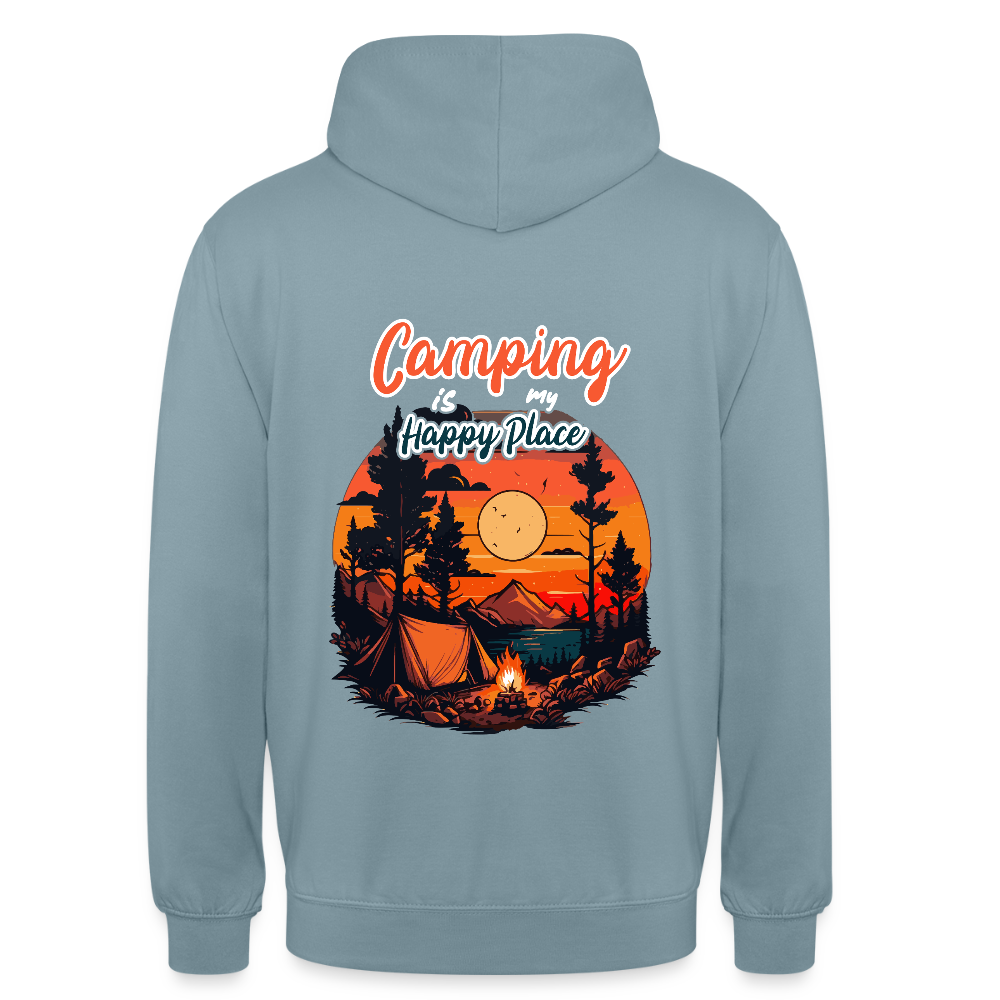 CAMPING IS MY HAPPY PLACE | Unisex Hoodie - Nebelblau