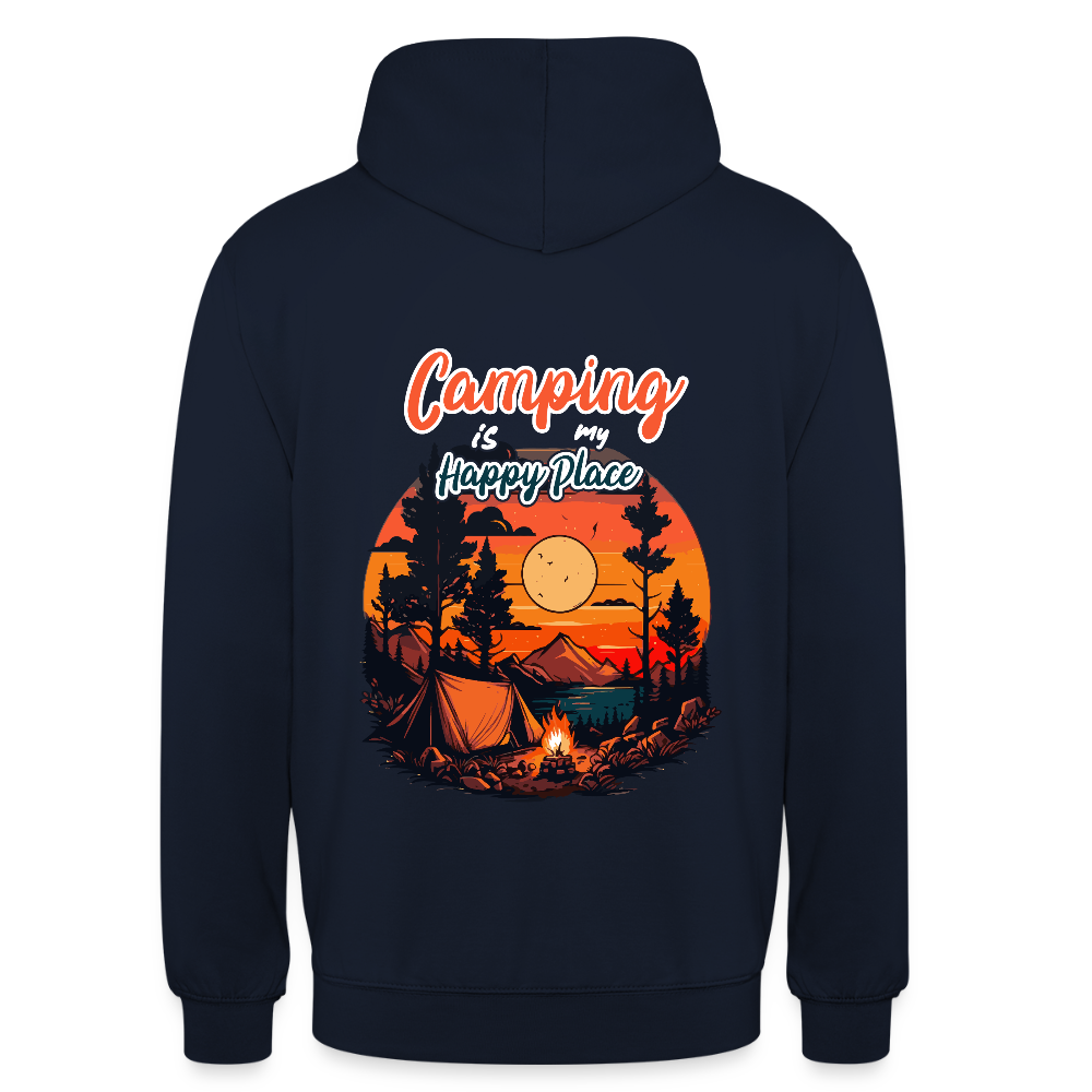 CAMPING IS MY HAPPY PLACE | Unisex Hoodie - Navy