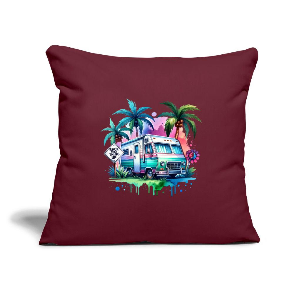 Wohnmobil unter Palmen | Sofakissenbezug 44 x 44 cm - Burgunderrot