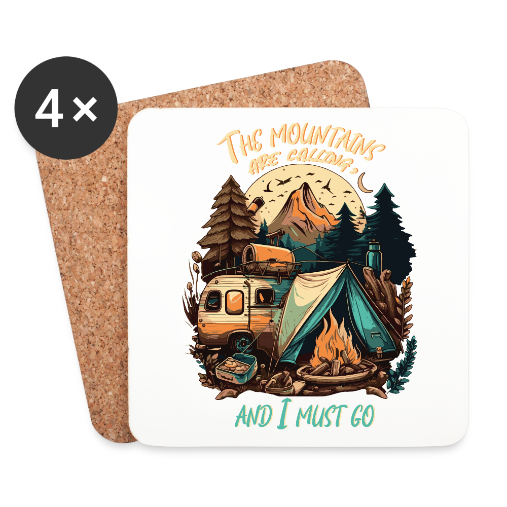 THE MOUNTAINS ARE CALLING | Untersetzer (4er-Set) - Weiß
