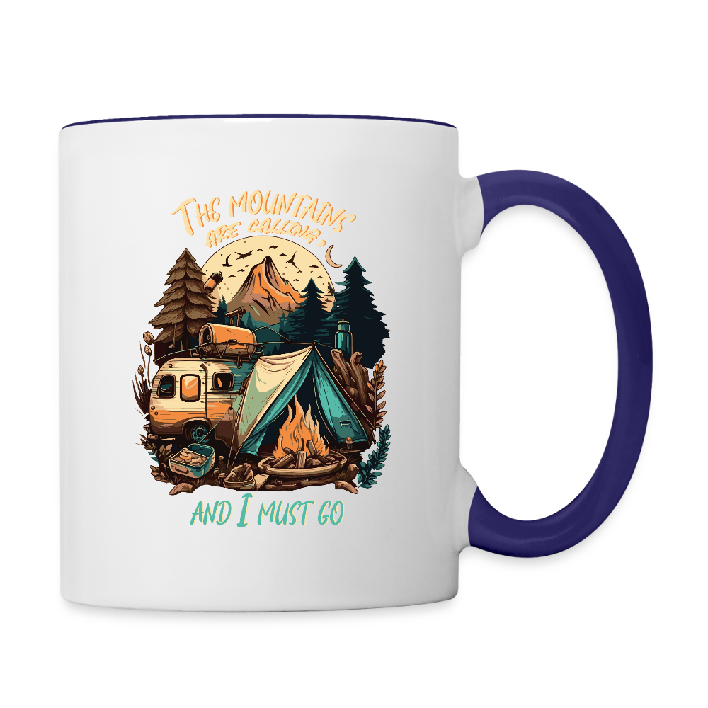 THE MOUNTAINS ARE CALLING | Tasse zweifarbig - Weiß/Kobaltblau