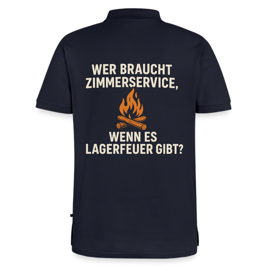 Wer braucht Zimmerservice, wenn es Lagerfeuer gibt? | Männer Premium Bio Polo Shirt - Navy