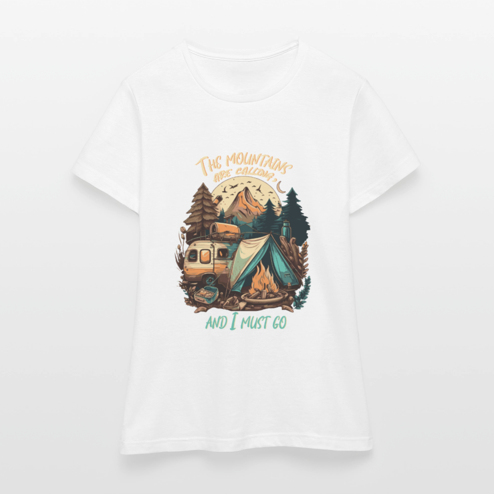 THE MOUNTAINS ARE CALLING | Frauen T-Shirt - Weiß