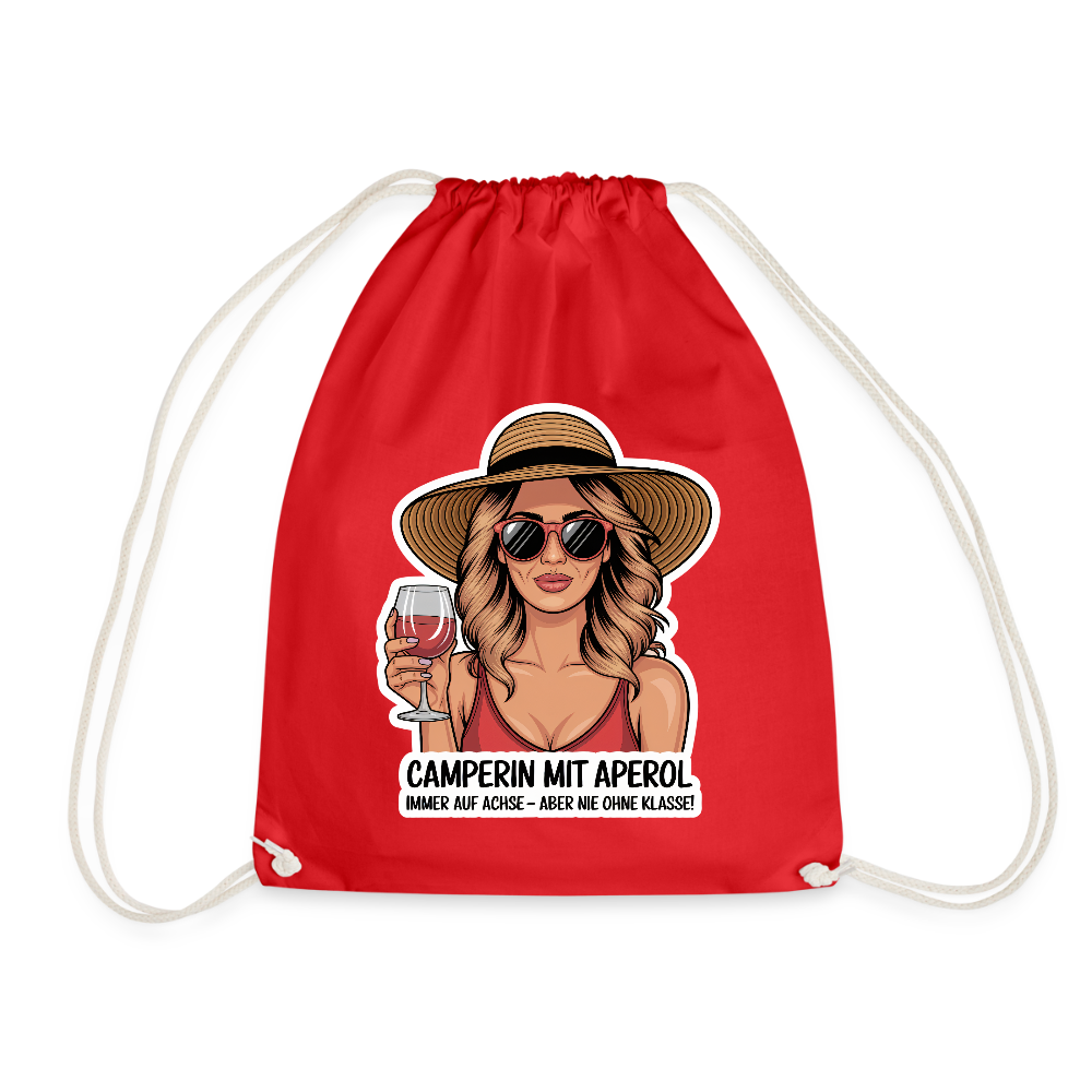 Camperin mit Aperol I Turnbeutel - Rot