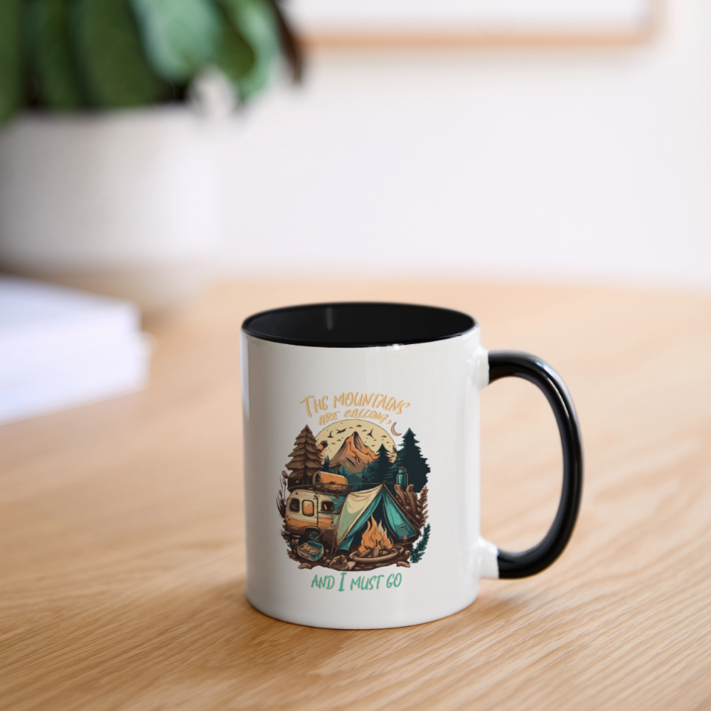 THE MOUNTAINS ARE CALLING | Tasse zweifarbig - Weiß/Schwarz