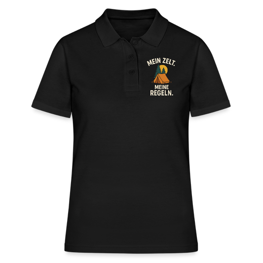Mein Zelt. Meine Regeln. | Frauen Polo Shirt - Schwarz