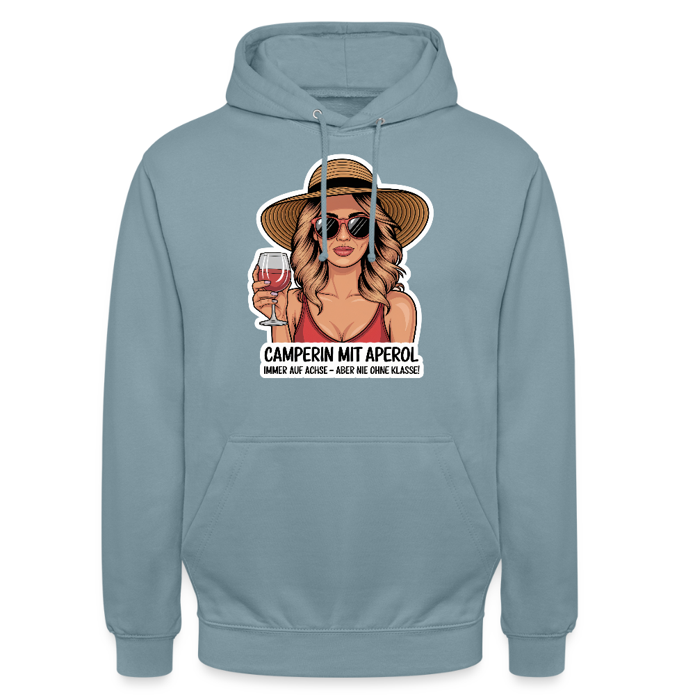 Camperin mit Aperol I Unisex Hoodie - Nebelblau