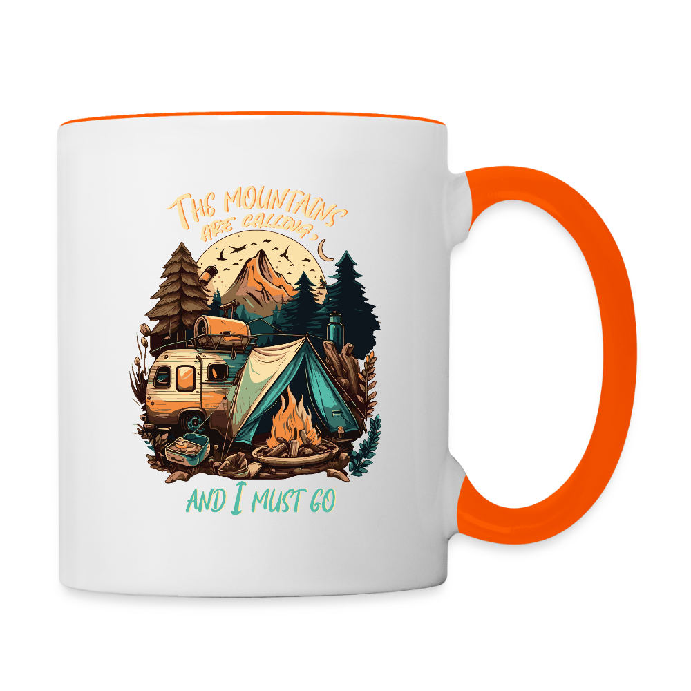THE MOUNTAINS ARE CALLING | Tasse zweifarbig - Weiß/Orange