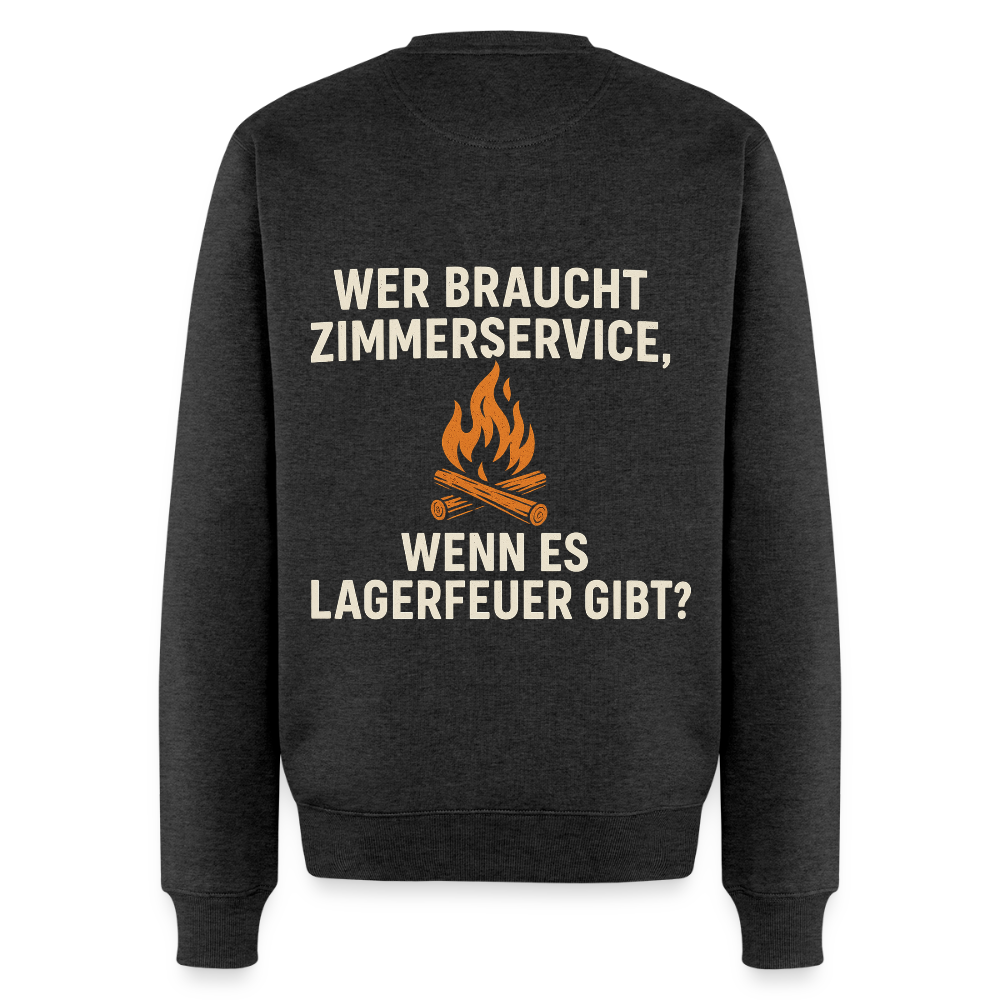 Wer braucht Zimmerservice, wenn es Lagerfeuer gibt? | Männer Premium Pullover - Anthrazit meliert