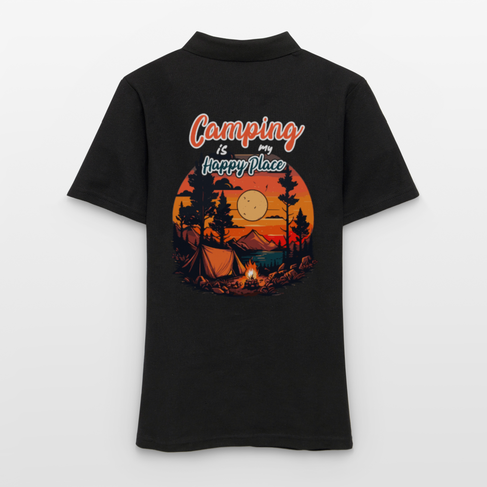 CAMPING IS MY HAPPY PLACE | Frauen Polo Shirt - Schwarz