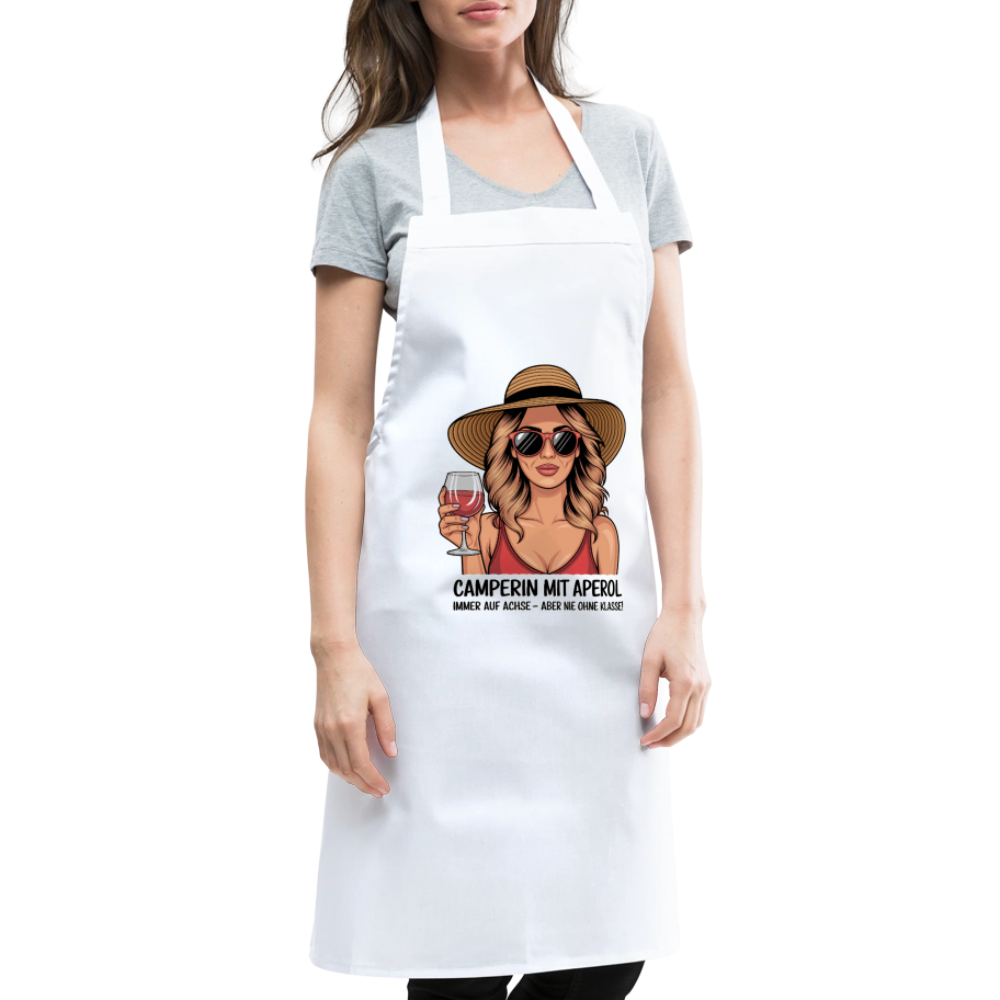 Camperin mit Aperol | Kochschürze - Weiß