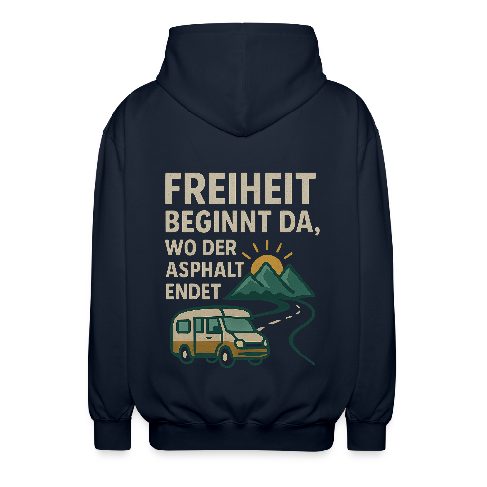 Freiheit beginnt da, wo der Asphalt endet | Unisex Kapuzenjacke - Navy