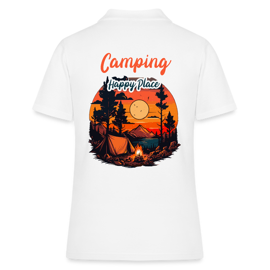 CAMPING IS MY HAPPY PLACE | Frauen Polo Shirt - Weiß